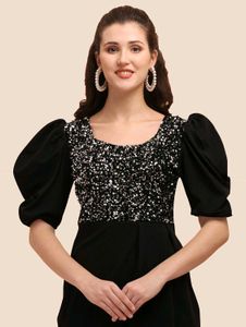 Chic Black Sequin Mini Dress