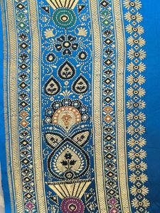 Pure Handloom Satin Silk Saree Blue Colour