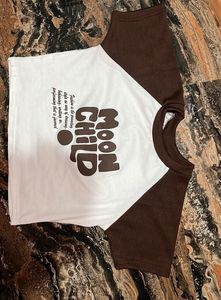 Moon Child Brown Sleeve Crop Top