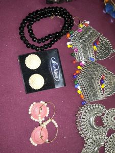 Oxidised Jhumkas Bracelet Combo Offer