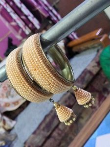 Elegant Pearl &amp; Embellished Bangle Set