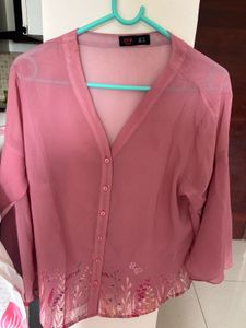 Pink Floral Button-Down Top