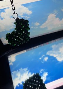 Green Beaded Heart Keychain