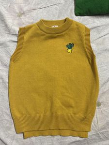 Cactus Sweater Vest - Mustard Yellow