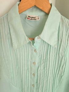 Sea Green Pleated Blouse