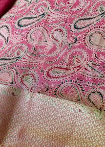 Pink Border Saree With Blouse (New)