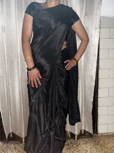 Elegant Black Embellished Saree