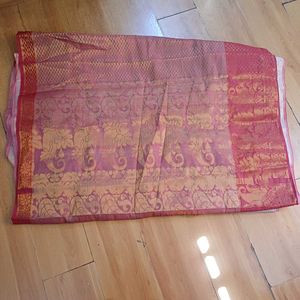 Brand New Cotton Saree + Blouse With Zari Thread