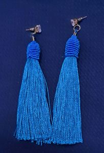 Blue Silk Thread Earring