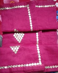 Dark Pink Saree Embellished Fabric