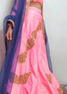 Pink Golden Zari Lehanga