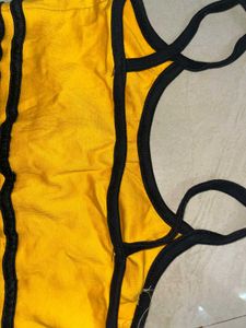 Cute Yellow Top &amp; Denim Skirt Set