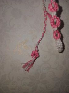 Handmade Pink &amp; White Knitted Bracelet