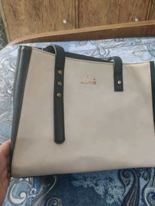 Lavie Beige & Black Tote Bag