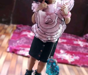 Pink Ruffle Sleeve Top