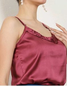 Party Sleeveless Burgundy Relaxed Fit Top