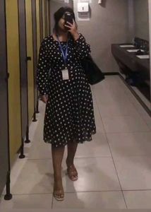 Black Midi Polka Dot Dress
