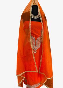 Organaza Heavy Wedding Orange Salwar Kameez Suit