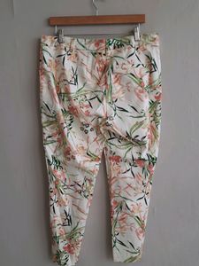 M&amp;S Floral Printed White Pant For Women