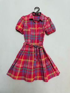 Pink Plaid Shirt Dress