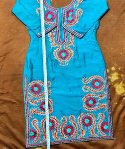 Embroidered Teal Tunic Suit Salwar