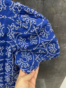 Mango Blue Embroidered Dress