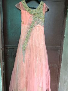 Elegant Peach Anarkali Gown