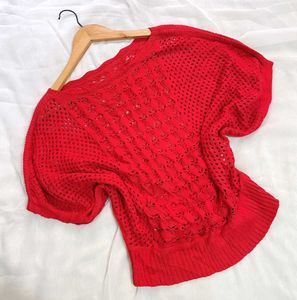 Pinterest Oversized Crochet Red Top D