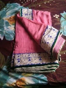 Pink With Heavy Border Saree