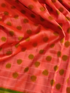 orange and green pocham.palli silk saree