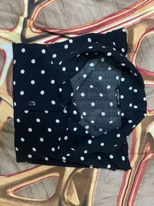 Trendy Black Polka Dot Shirt – Zudio | Size XL (Fi