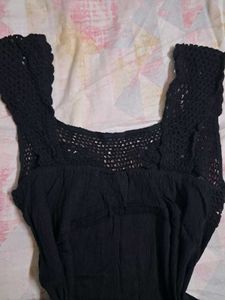 Black Crochet Boho Dress