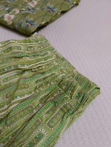 Green Floral Printed Kurti Set with Dupatta