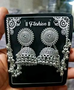 Silver Jhumka Earrings