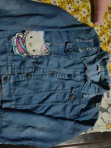 Distressed Hello Kitty Denim Jacket