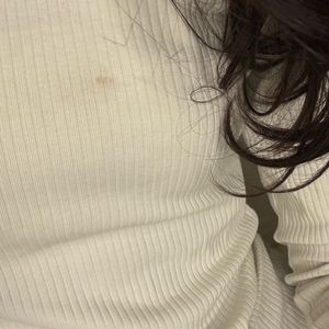 PRICE DROP Korean White Shoulder Cut Top