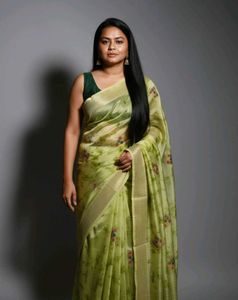 🛍️Good Green Floral Saree⭐⭐⭐⭐⭐