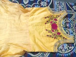 Yellow Embroidered. ethnic gowns
