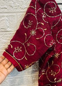 🇮🇳 Maroon Embroidered  Heavy Kurta Set