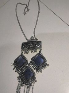 Navratri Silver Mirror Necklace🌸