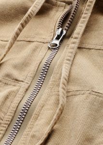 Solid Corduroy Cropped Bomber Jacket