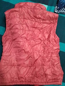Coral Red Quilted Sleeveless Jacket