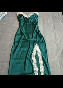 sea Green Lace Trim Slip Dress