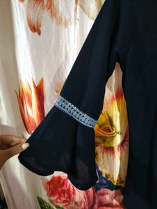 Navy Bell Sleeve Top