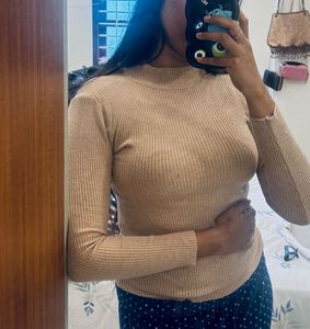 Ribbed Knit Mock Neck Top