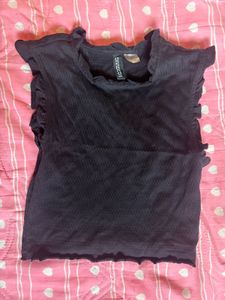 H&amp;M Black Sleeveless Top/ SMOCKED JERSEY TOP