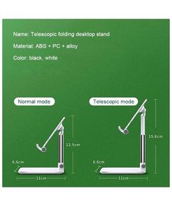 Adjustable and Foldable Desktop Phone Holder Stand -  for Phone Compatible with All Mobile Phone/Tablets Upto 4-11&#34; for Desk, Table, Home &amp; Online Classes (White) Metal Holder (Pack Of 1)