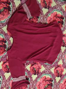 Maroon Top with Lace Sleeves