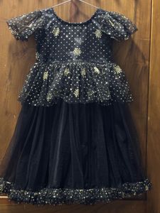 Girls' Black & Gold Frock Dress
