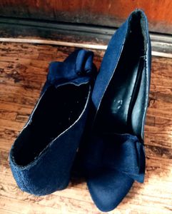 Navy Blue Block Heel